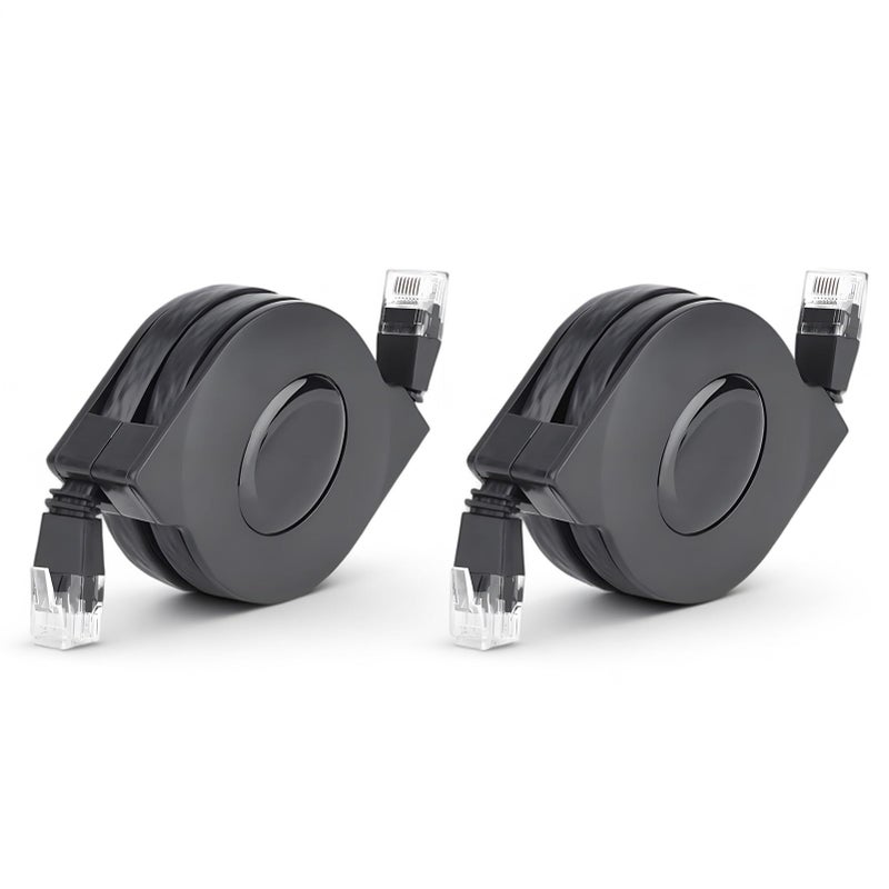 Zerone CAT 6 Ethernet Cable Ultra Flat, Adjustable Retractable CAT6 RJ45 LAN Network Cable Patch Shielded Flat Ethernet Cord(2M) (2 Pack) - Image 1